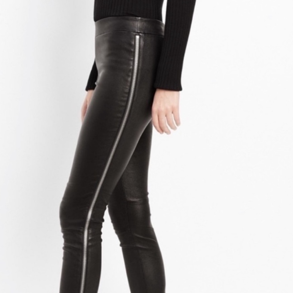 Vince black leather leggings .